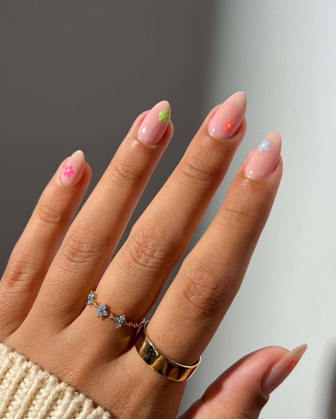 Minimalist Floral Charm Nails