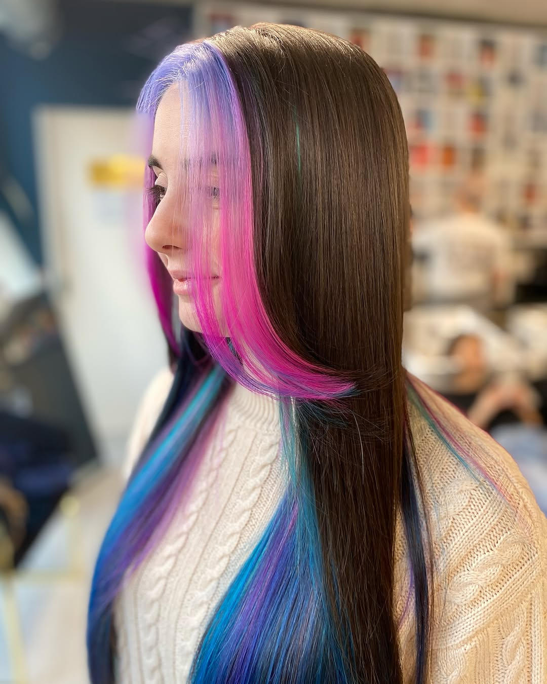 Ombre Pink and Blue Streaks