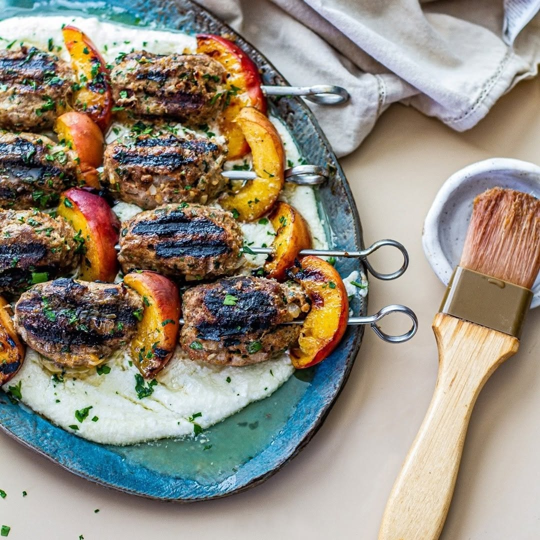 Turkey Kefta with Grilled Peaches