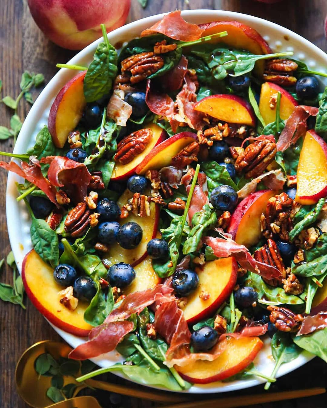 Peach Blueberry Spinach Salad