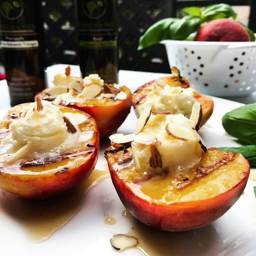 Grilled Peaches with Mascarpone & Balsamic Drizzle