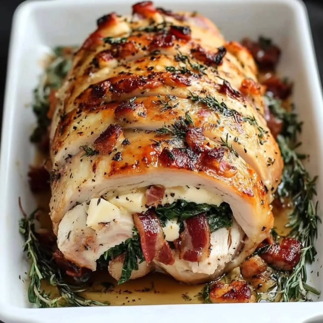 Spinach, Cheese & Bacon Stuffed Chicken Breast