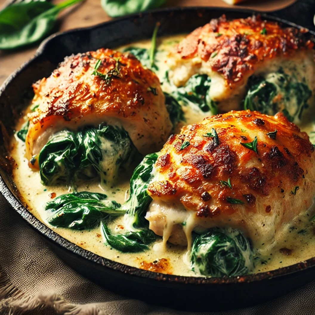 Keto Creamy Spinach-Stuffed Chicken Thighs