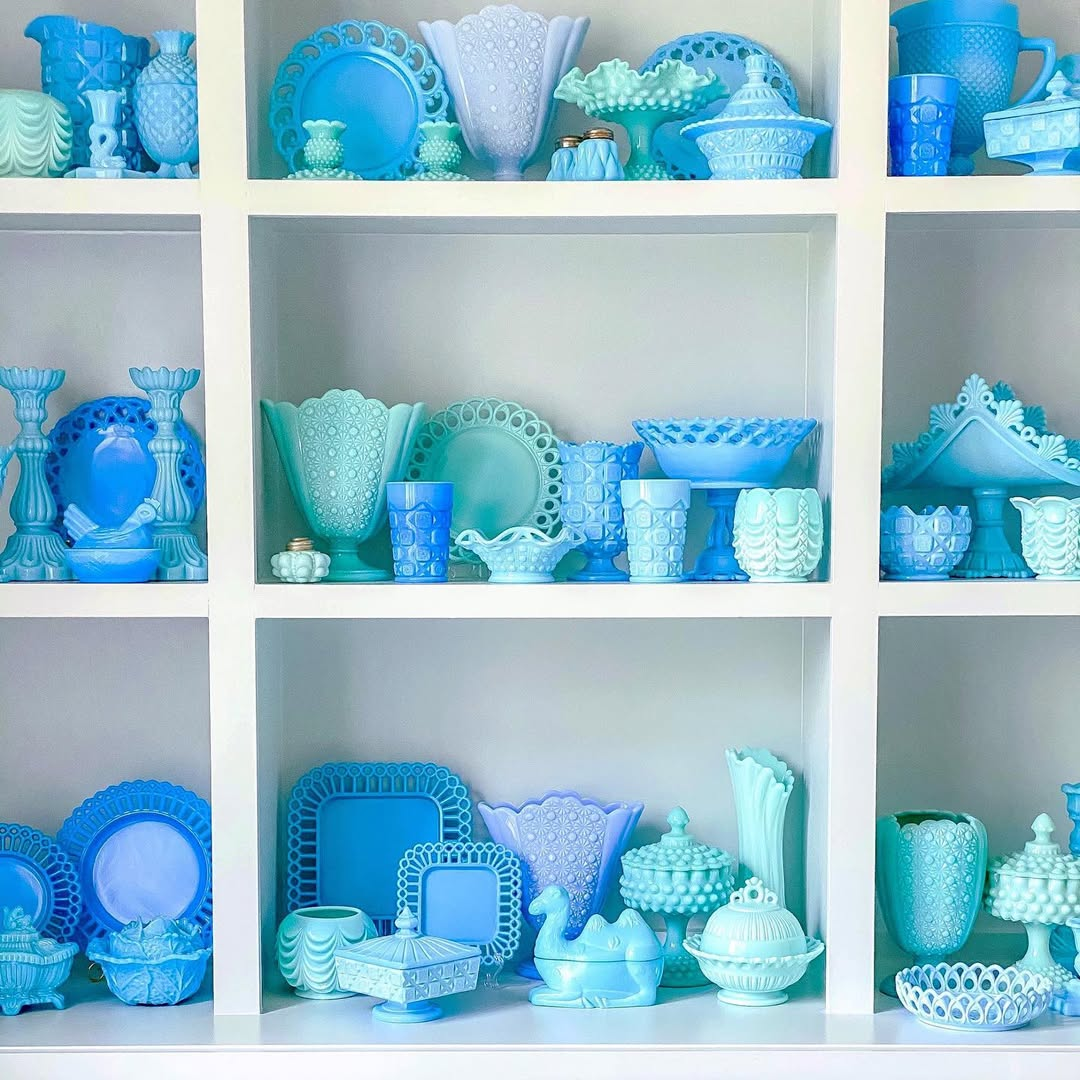 Blue Milk Glass Decor
