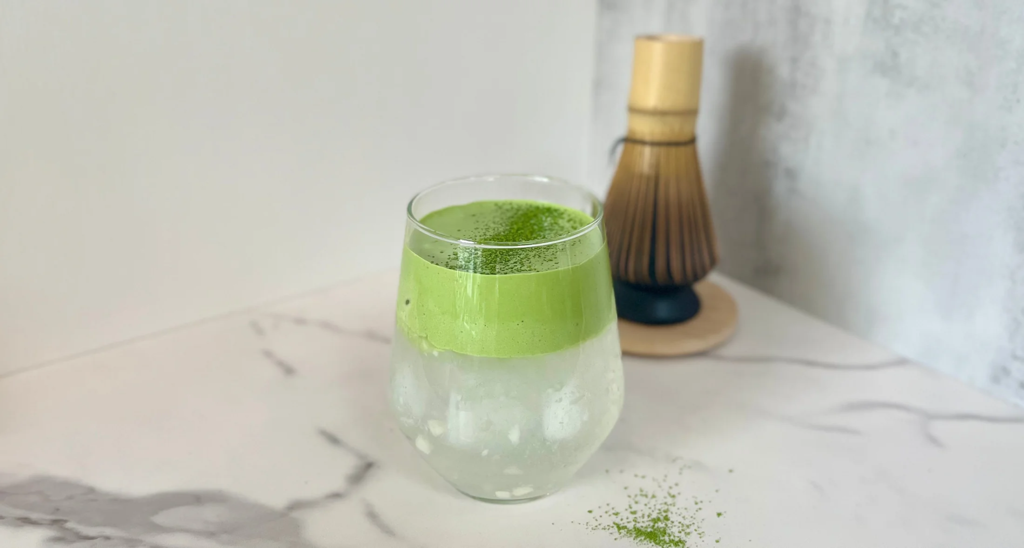 Matcha Mousse Latte with Coconut Water