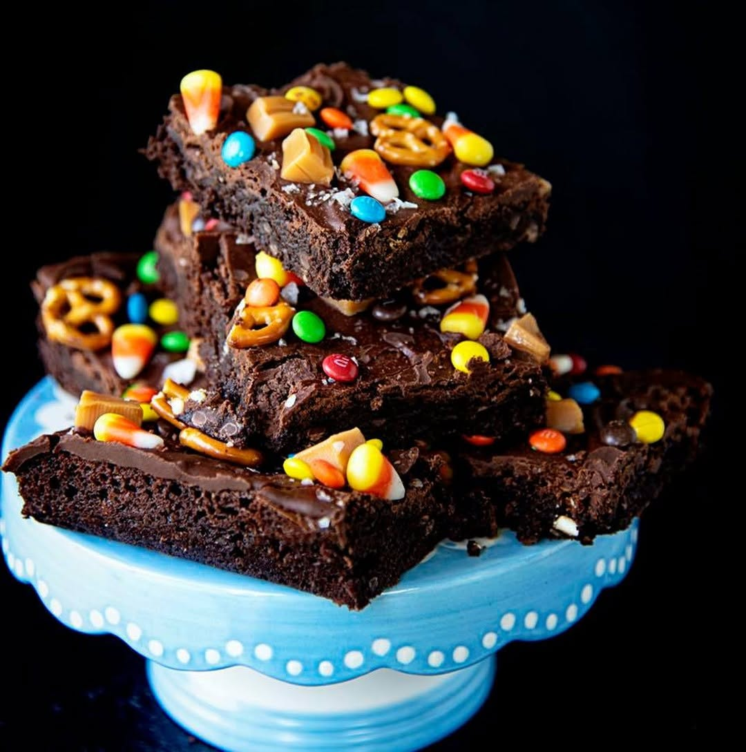 Brownies Topped with Halloween Candy