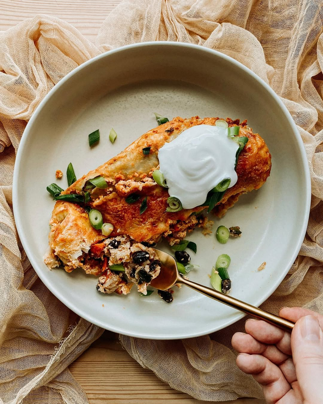 Sweet Potato and Black Bean Enchiladas with Chipotle Pumpkin Sauce