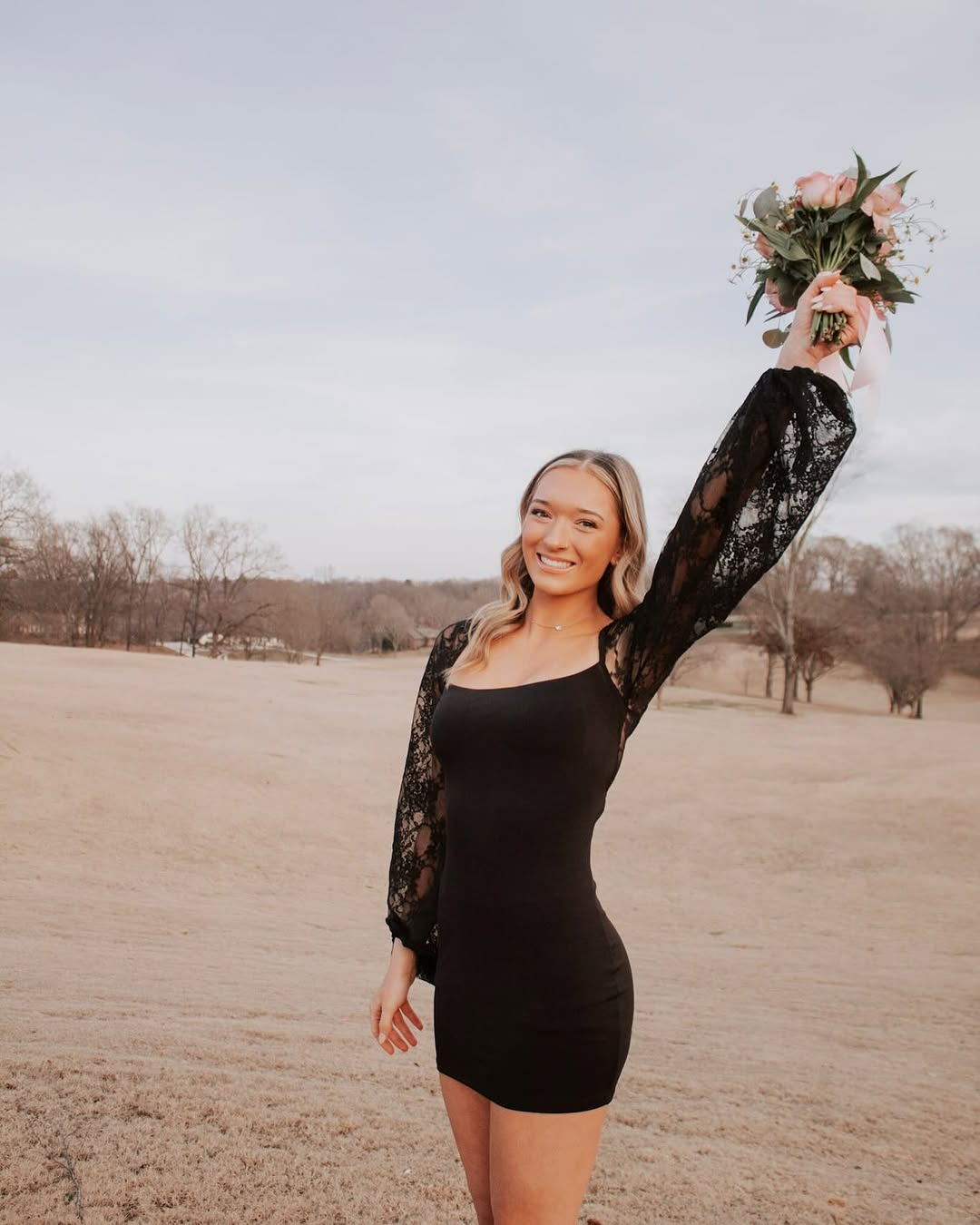 Bodycon Dress with Lace Sleeves