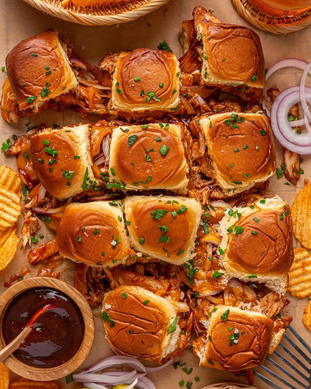 Cheddar BBQ Chicken Sliders