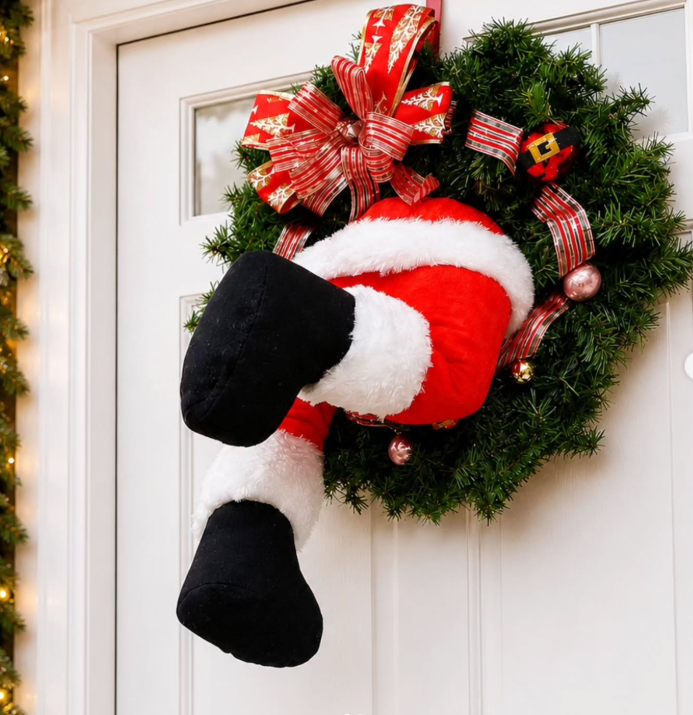 Santa Wreath Christmas Porch Decor 