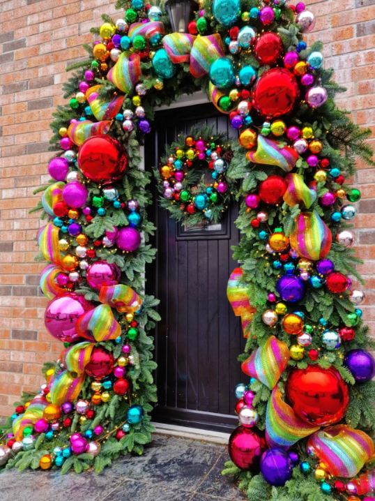 Colorful Christmas Porch Decor 