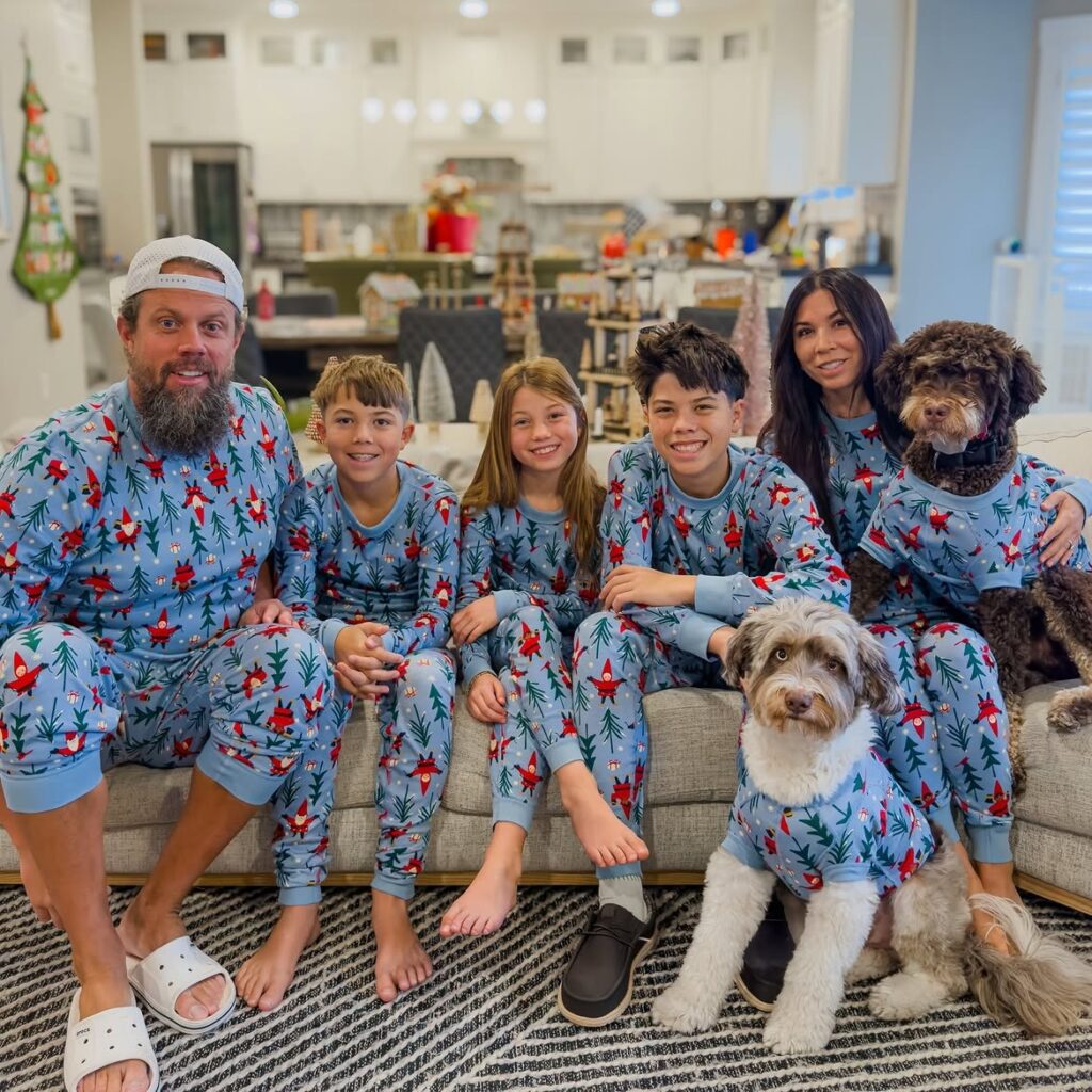 Christmas Pajama Photo With Dogs 