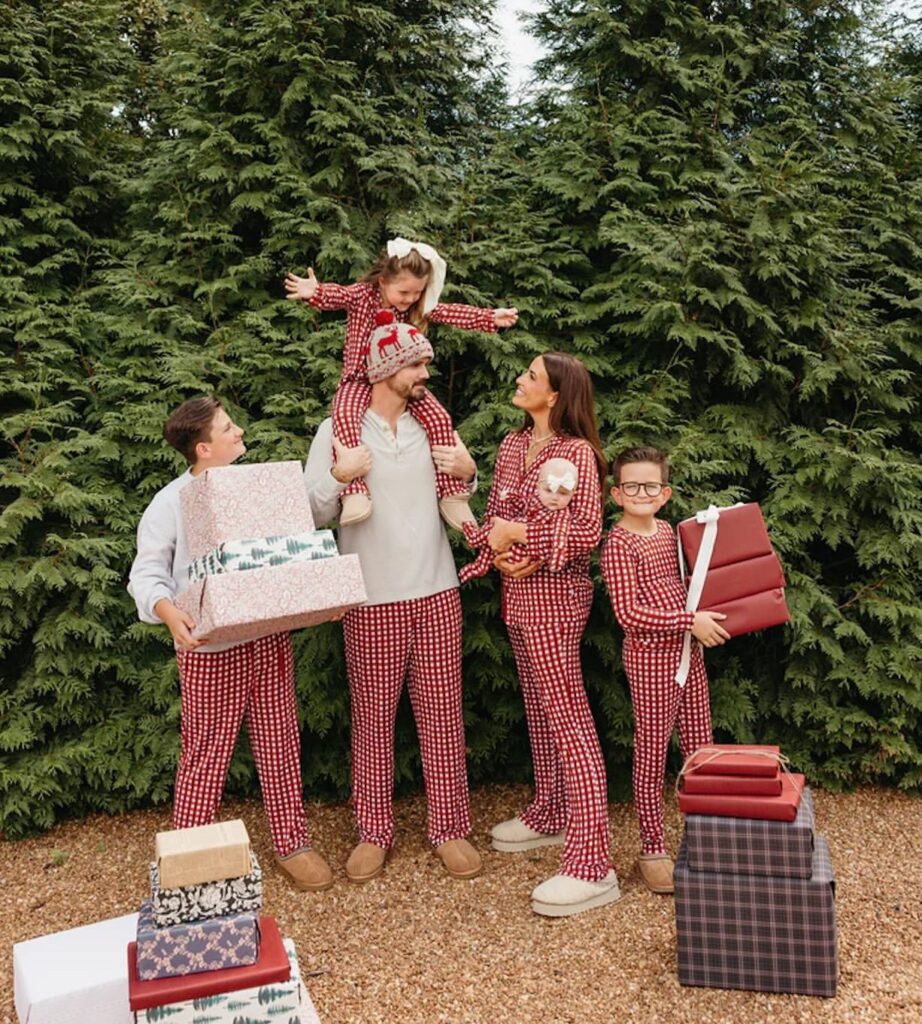 Peppermint Plaid Christmas Pajama Photo 