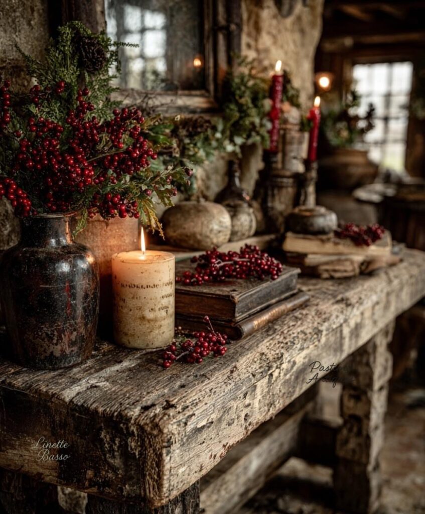 Rustic Gothic Christmas MantelΒ