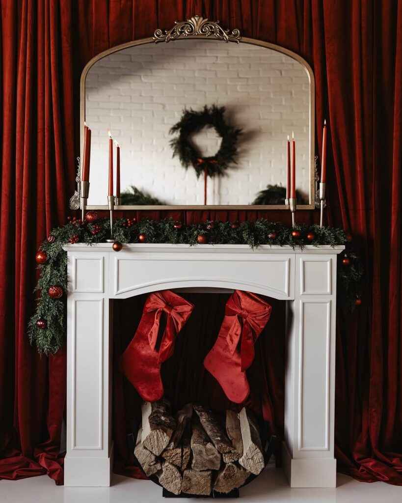 Dramatic Red Christmas MantelΒ