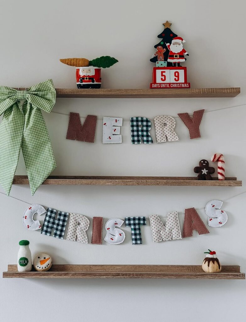 Rustic Fabric Merry Christmas Garland