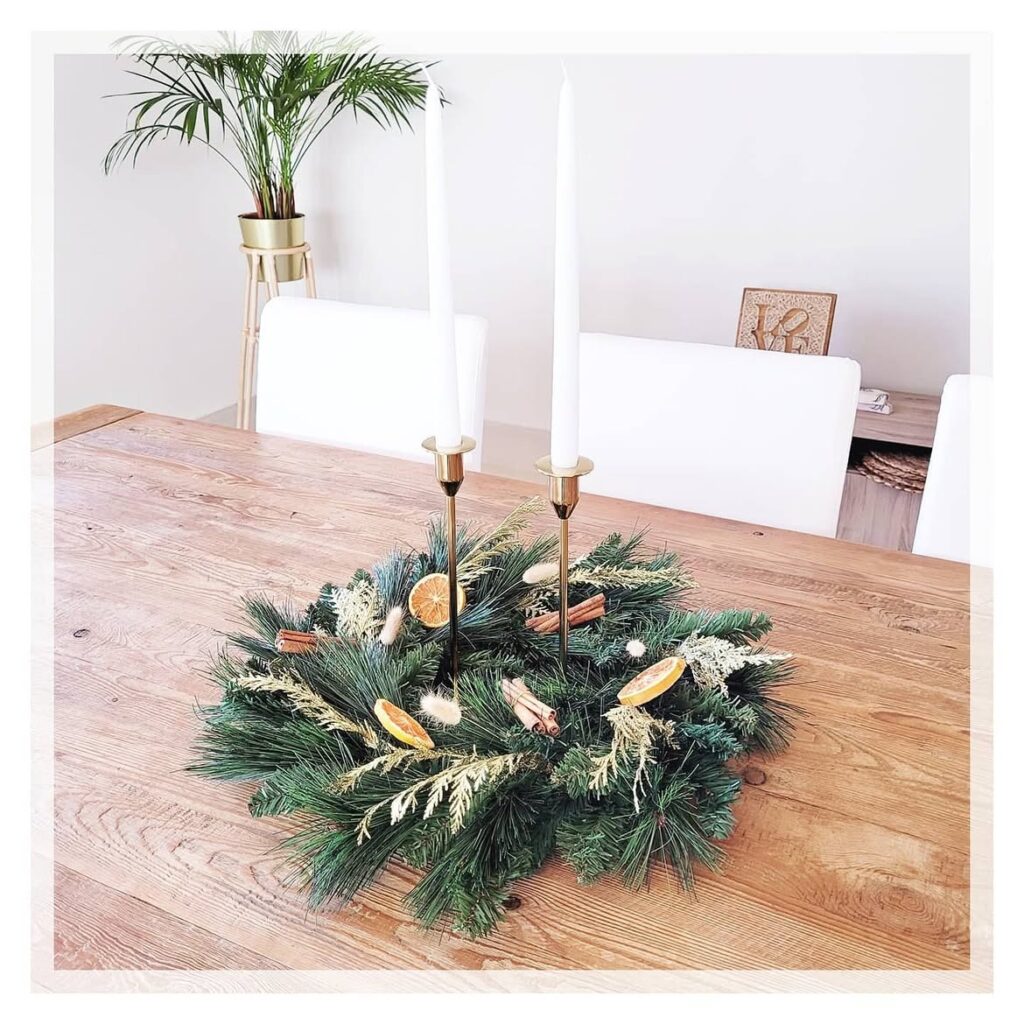 Rustic Christmas Greenery Centerpiece