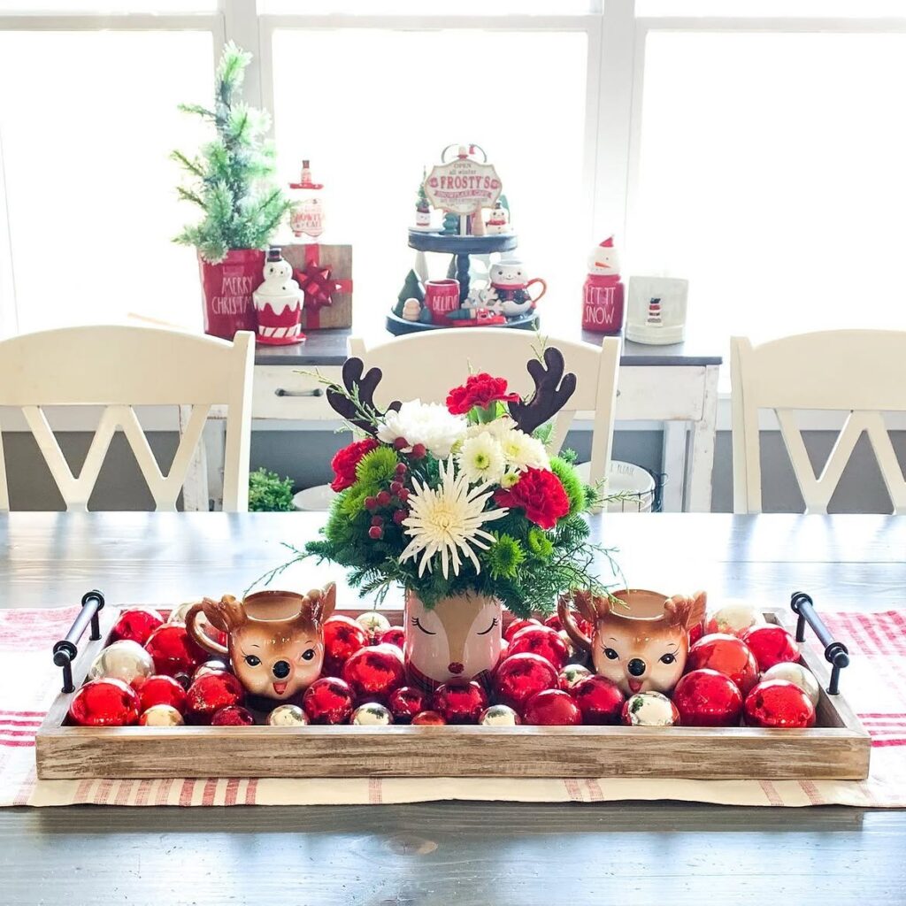 Vintage Reindeer Christmas Centerpiece