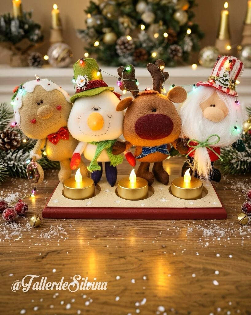 Festive Christmas Character Candle Centerpiece