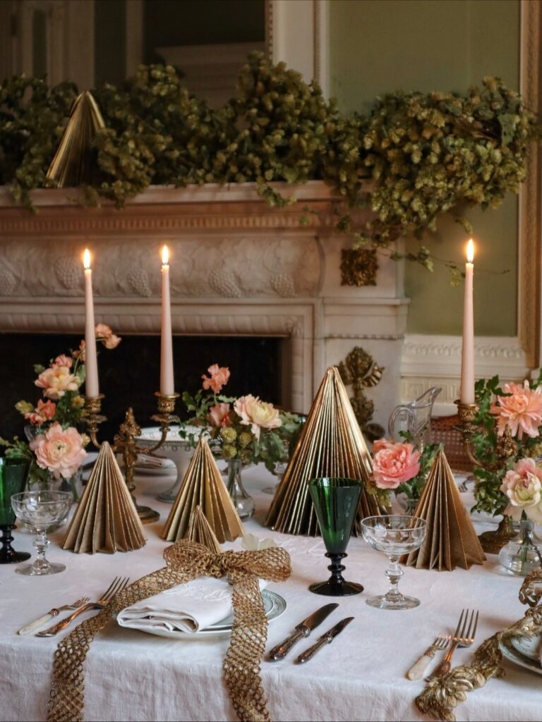 Gold Christmas Tree Table Centerpiece