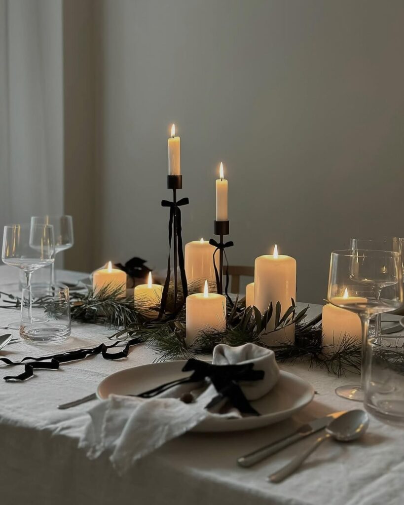Minimalist Candle Christmas Centerpiece