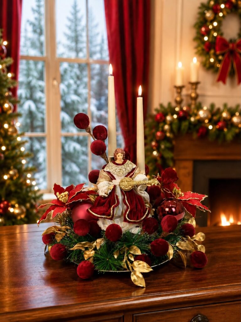 Traditional Red and Gold Christmas Centerpiece