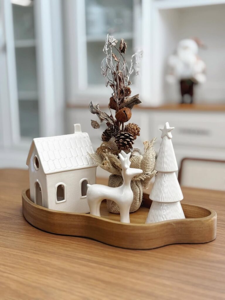 Neutral Christmas Village Centerpiece