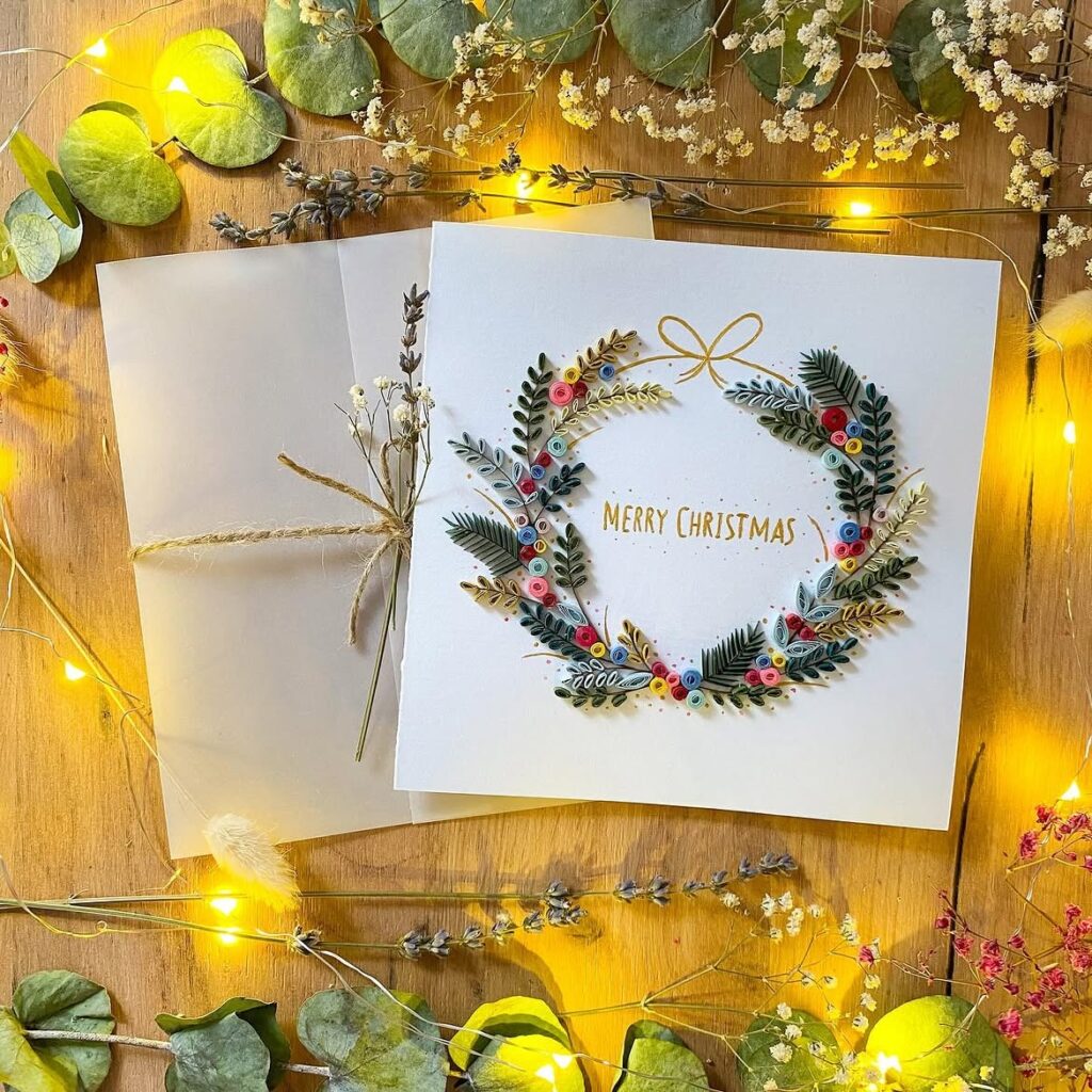 Quilling Christmas Wreath Card