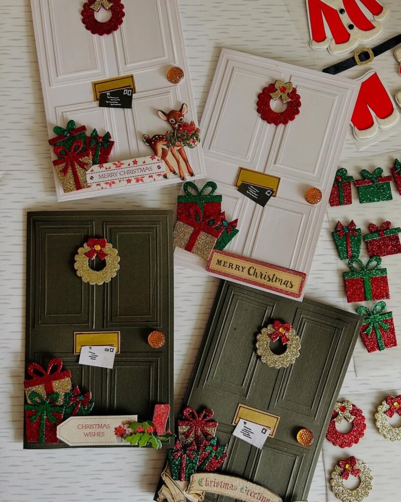 Glittery Front Door Christmas Cards