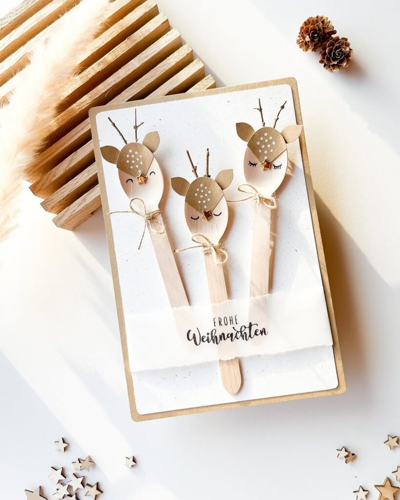 Wooden Spoon Reindeer Card