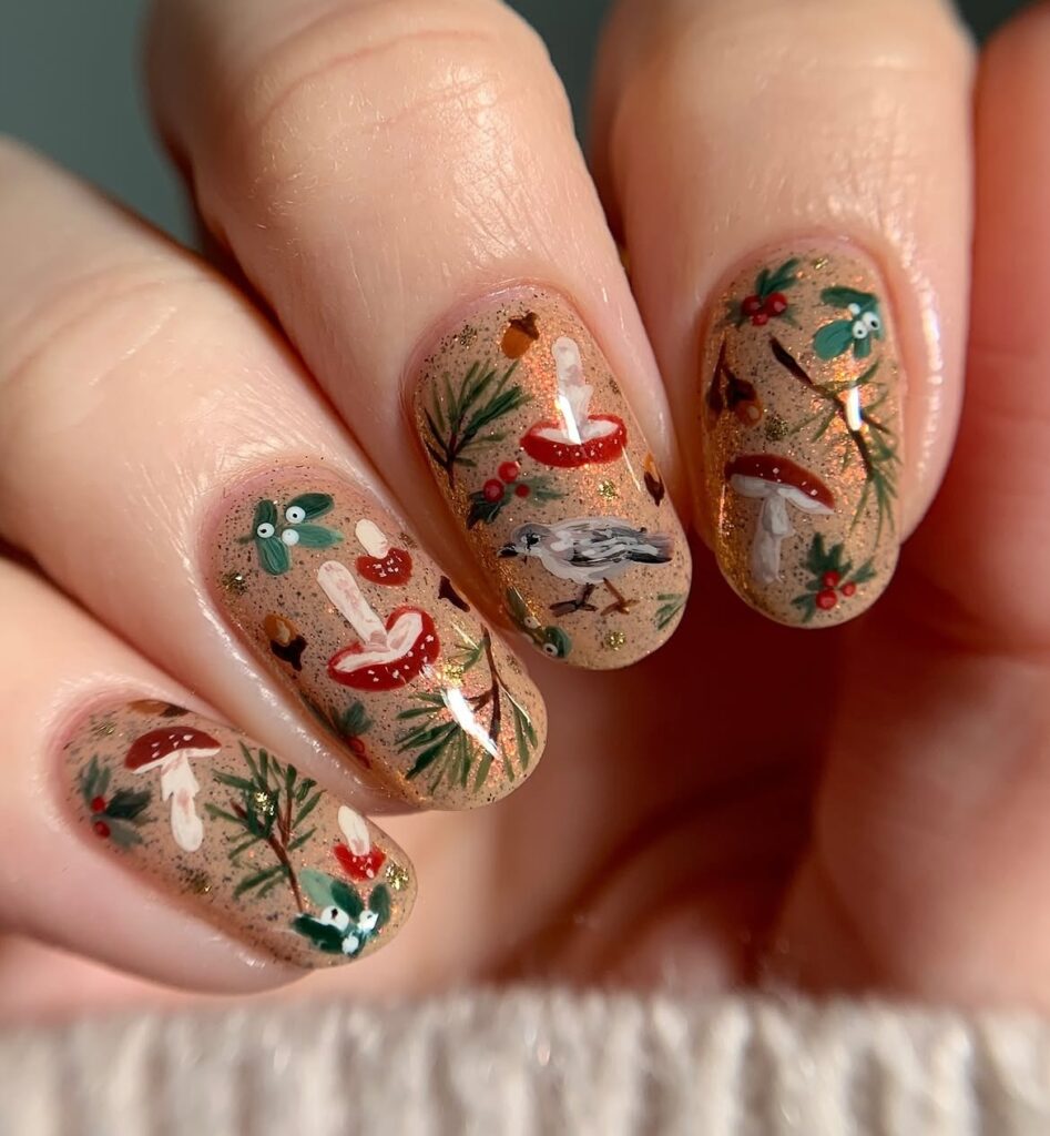 Vintage Christmas Nail Art 