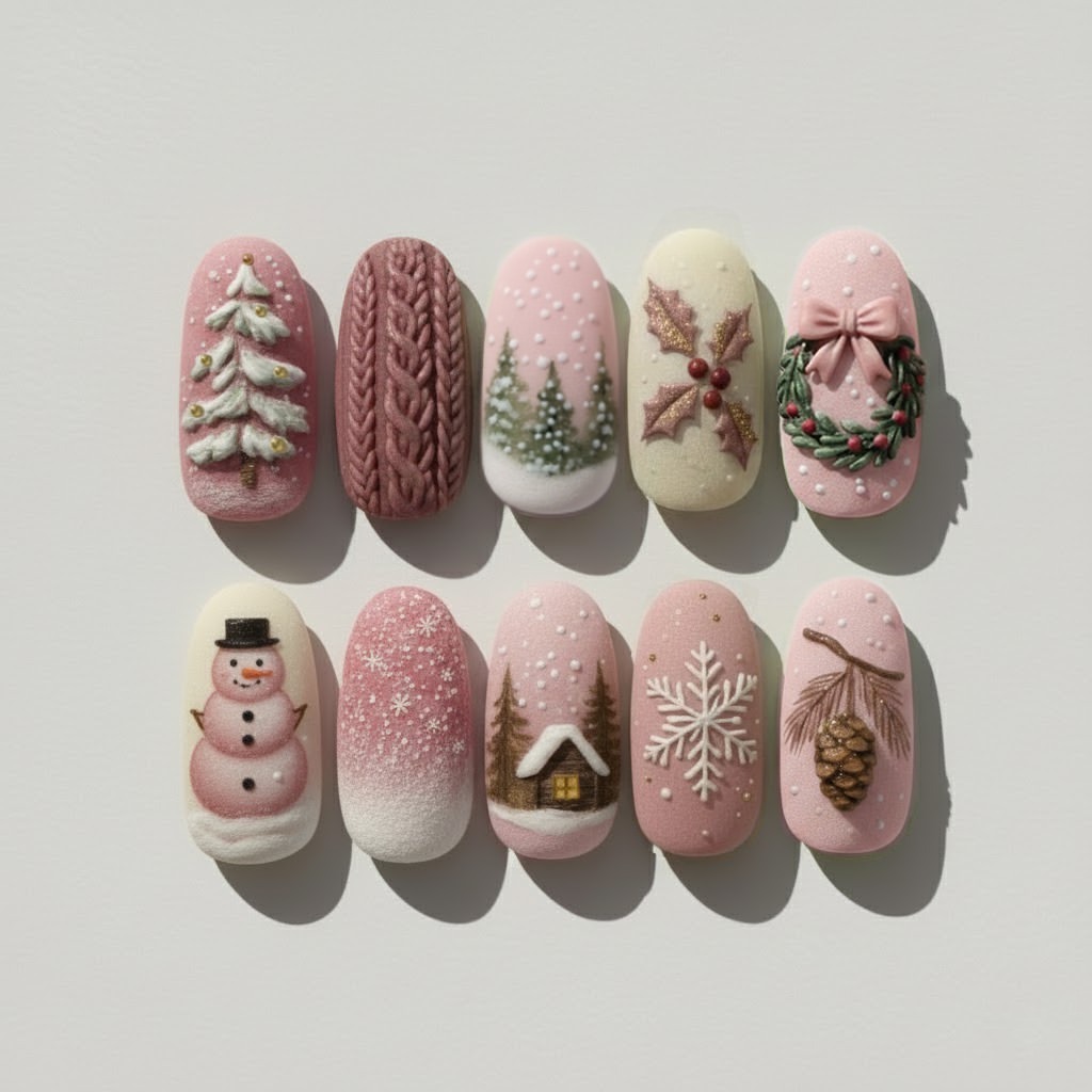  Pink Christmas Nail Ideas 