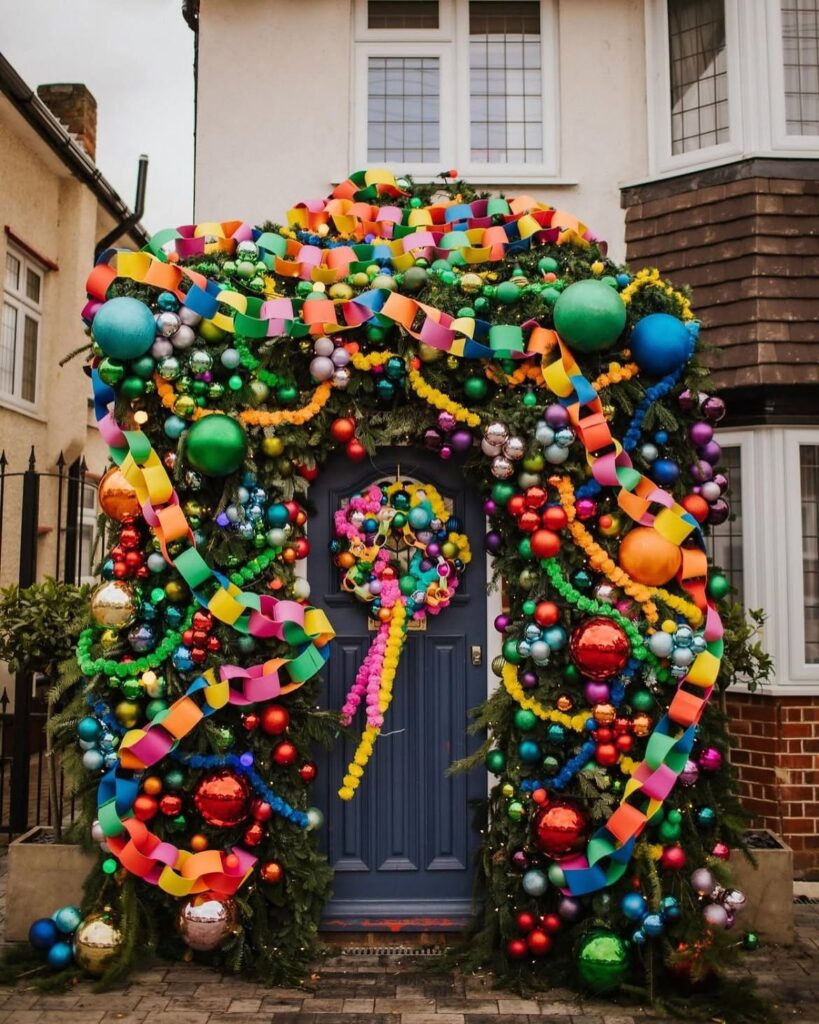 Colorful Christmas Doorway Garland