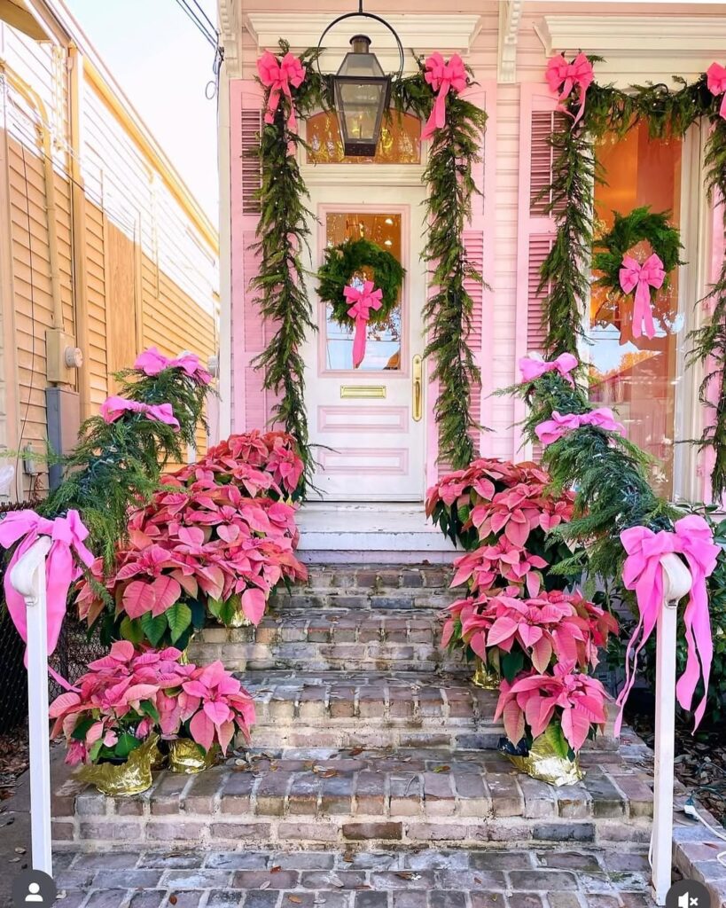 Pink Christmas Porch Decor 