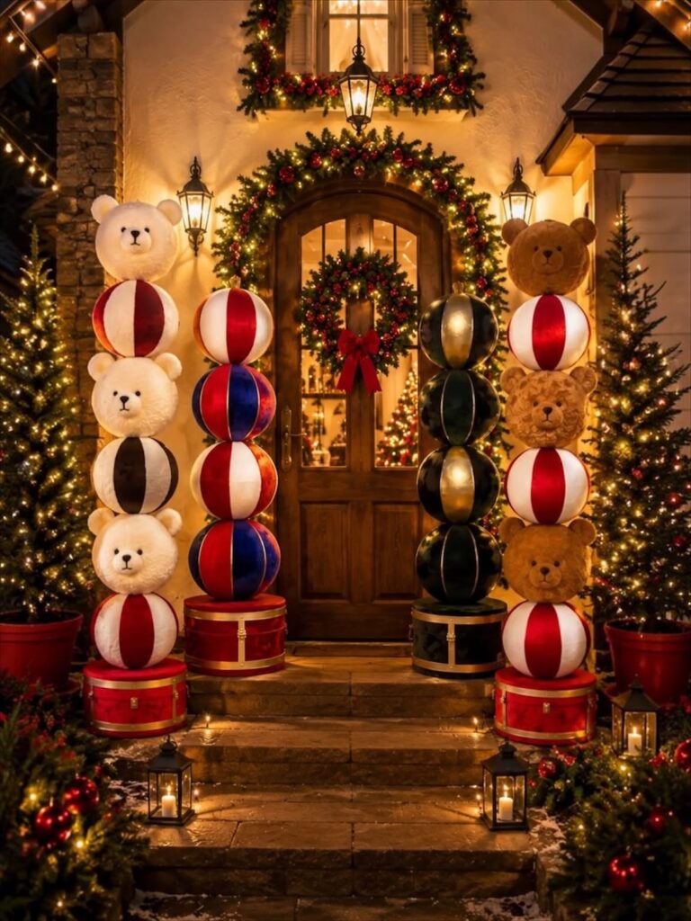 Teddy Bear Christmas Porch Decor