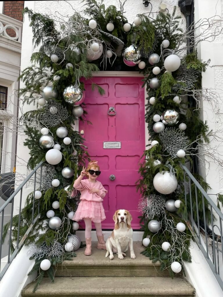 Pink Christmas Porch Decor 