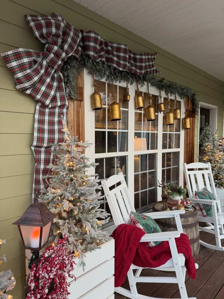 Plaid Christmas Porch Decor 