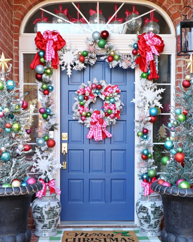 Colorful Christmas Porch Decor 