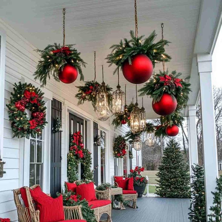 Red Christmas Porch Decor