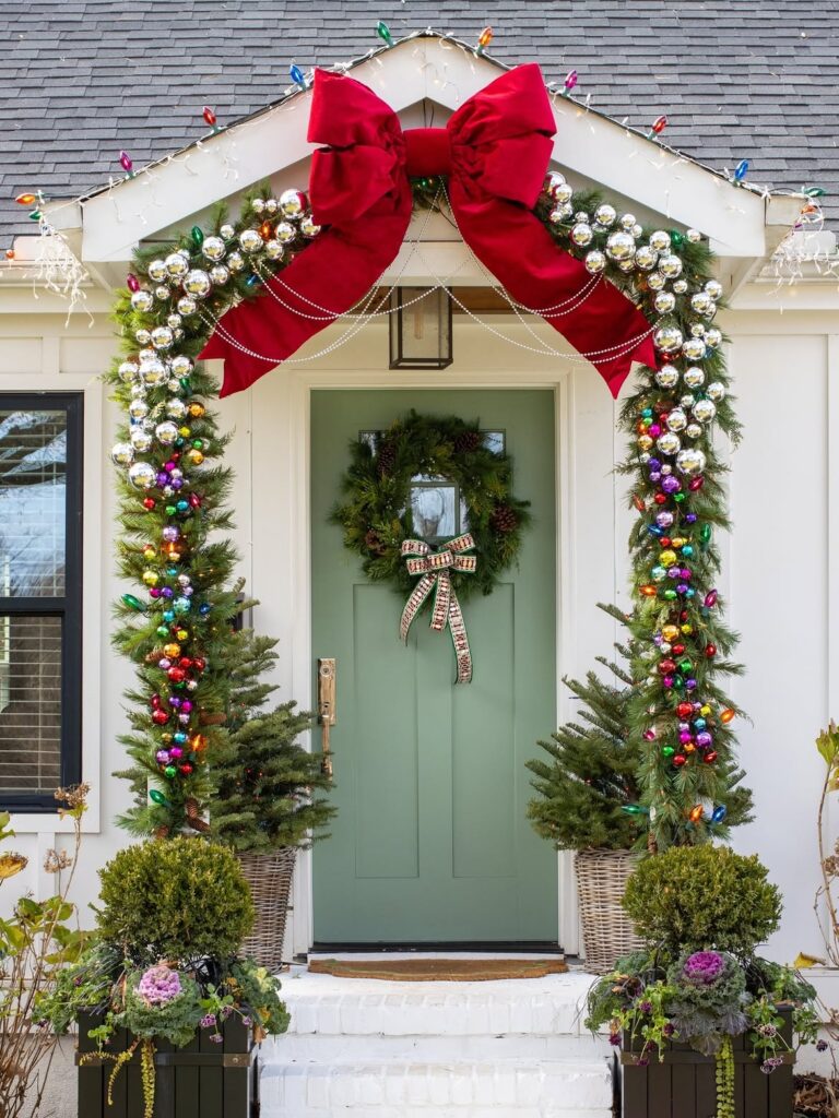 Colorful Christmas Porch Decor 