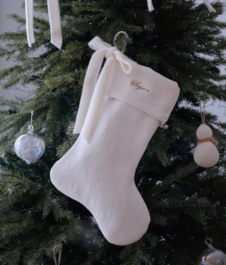 Minimalist White Christmas Stocking