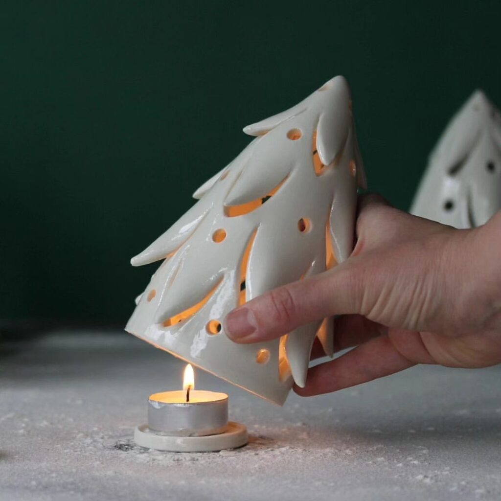 Minimalist Ceramic Christmas Tree Candle Holder