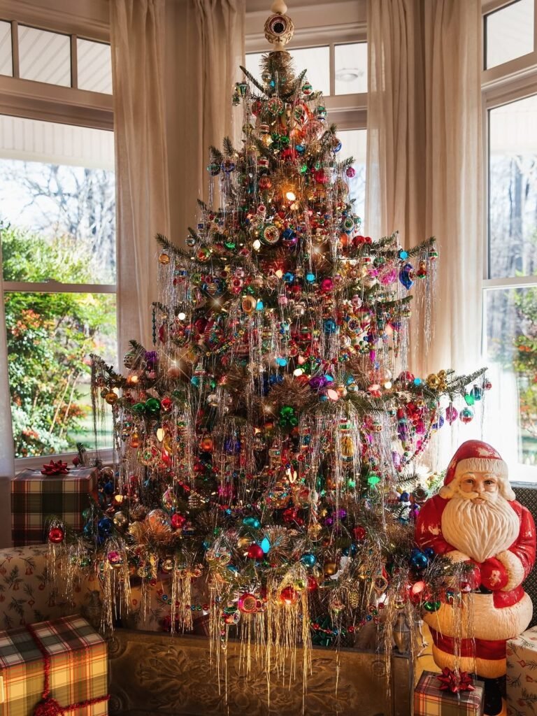 Maximalist Vintage Tinsel Christmas Tree 