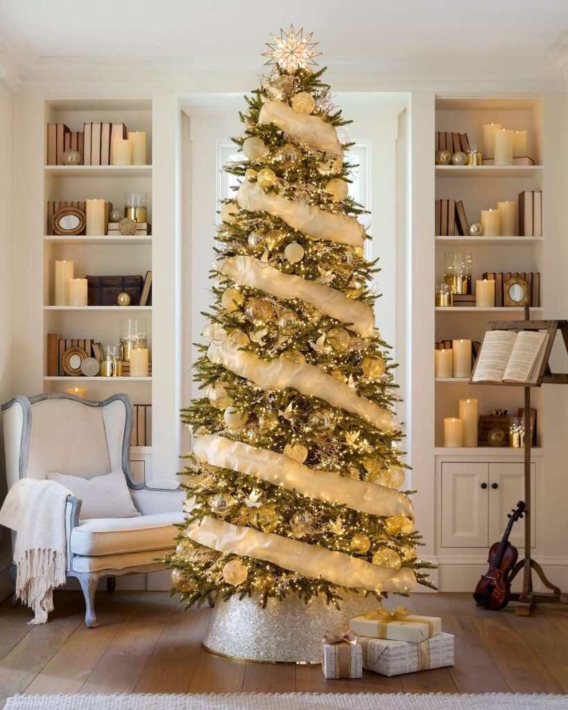 Gold Christmas Tree With BIG Ribbon 