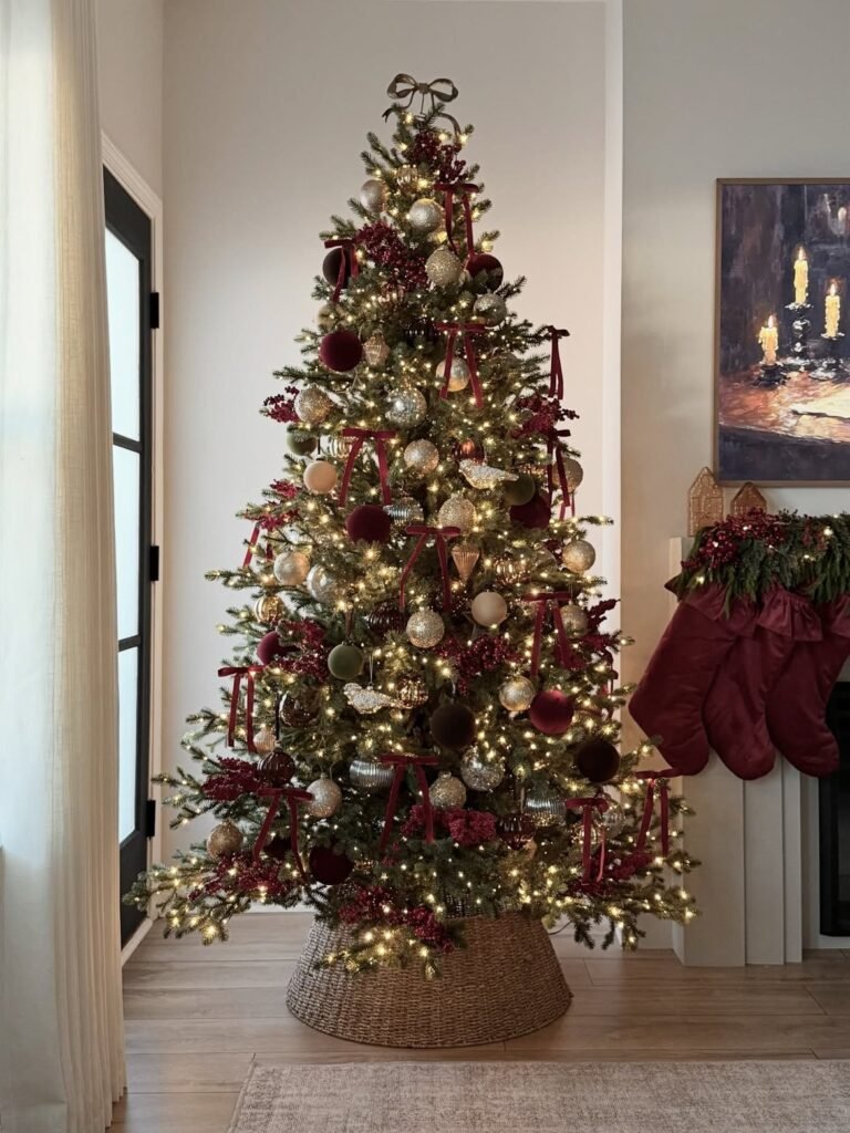 Burgundy And Gold Christmas Tree 