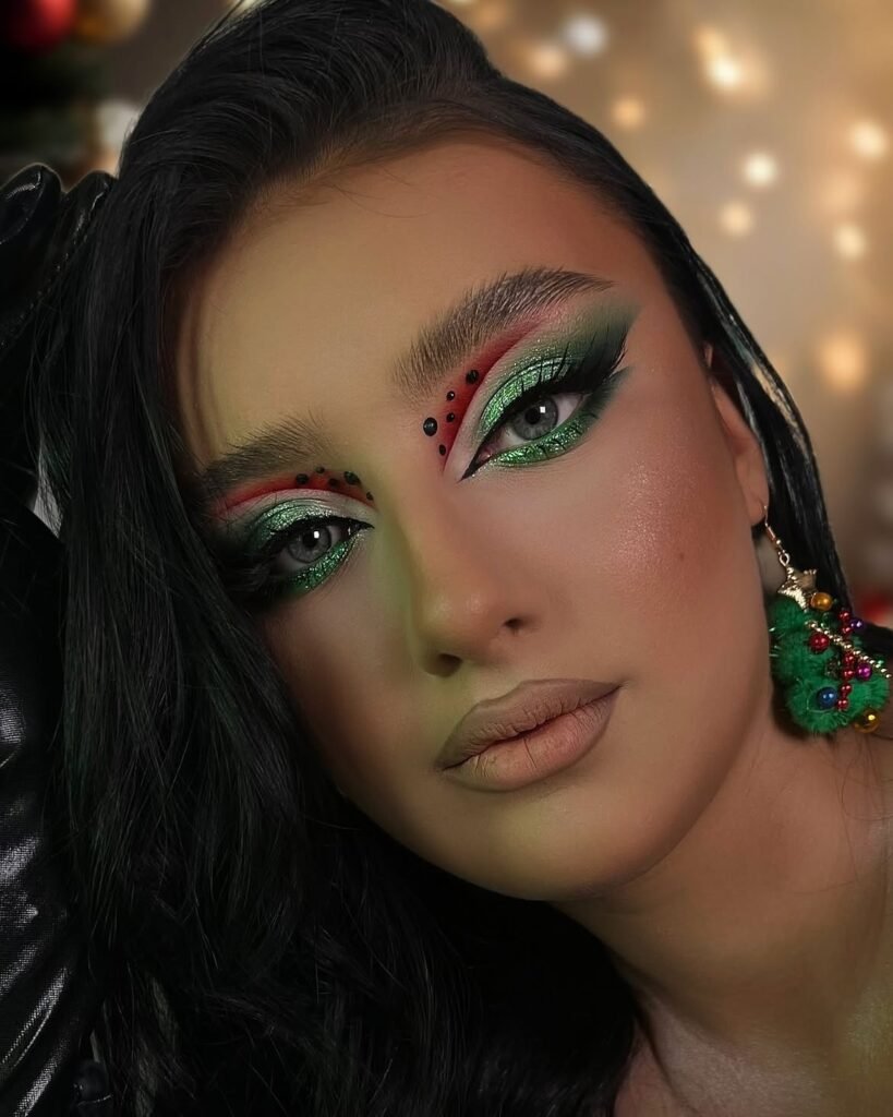 Green and Red Makeup 