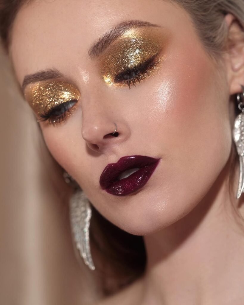 Golden Glitter Makeup 