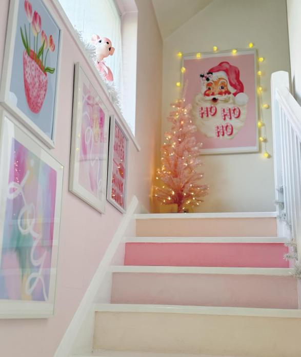 Style A Pink Christmas Entryway