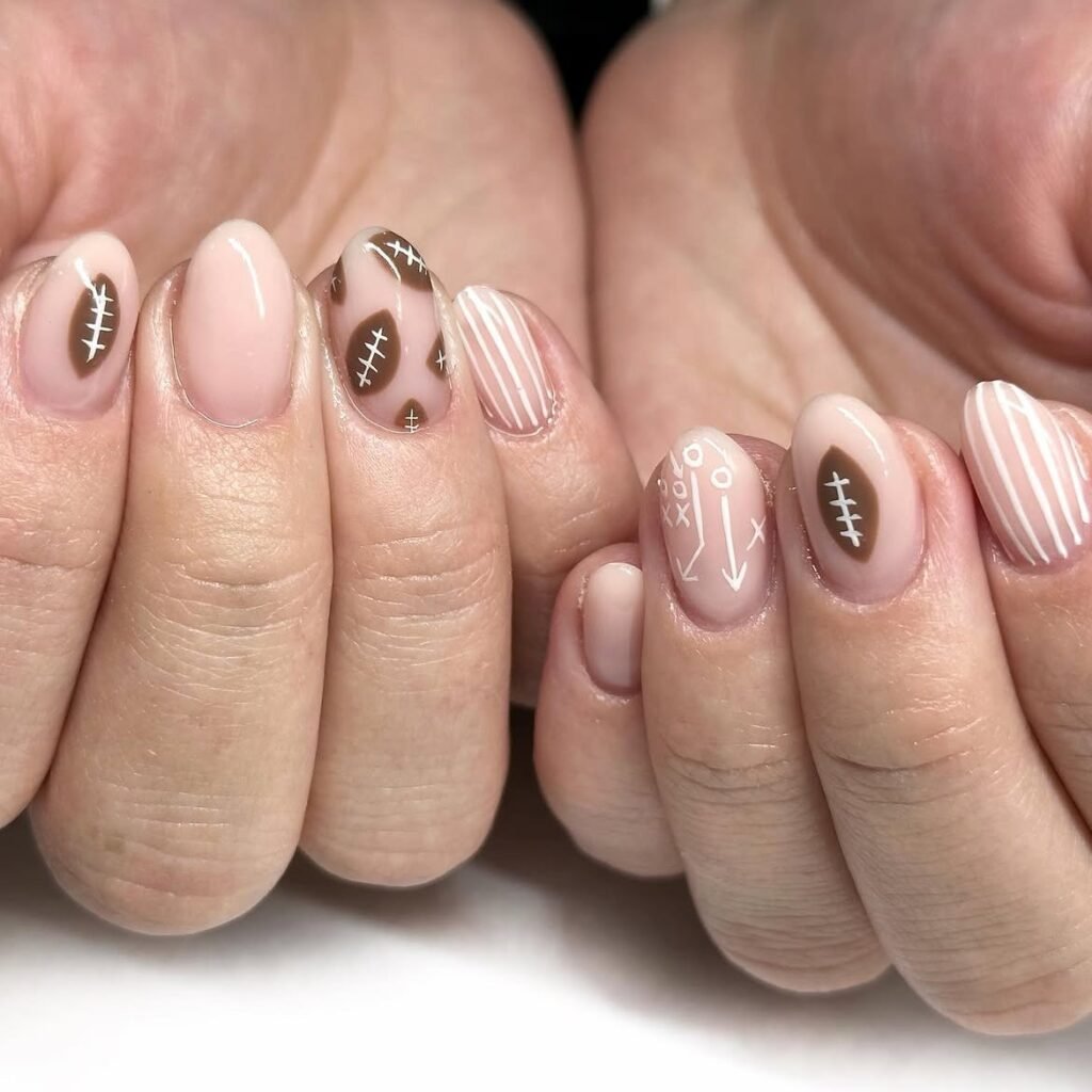 Playbook Inspired Football Nails 
