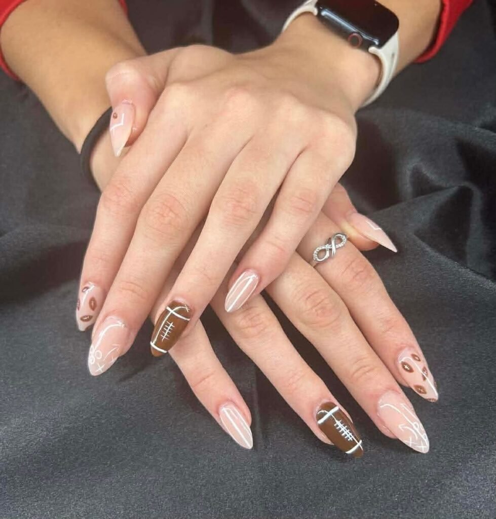 Elegant Football Nail Art 